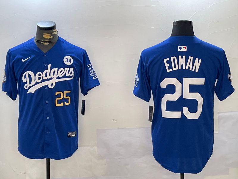 Men Los Angeles Dodgers #25 Edman Blue Game 2024 Nike MLB Jersey style 11213